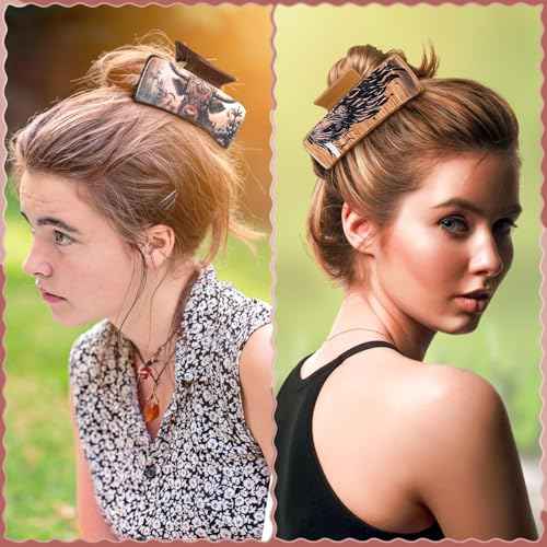 4 Pcs Christmas Western Leather Hair Claw Clips Bulk Cow Print Highland Cattle Hair Claw Clips Western Accessories Gifts for Women Country Cowgirl Stuff Xmas Accessories (Cow)