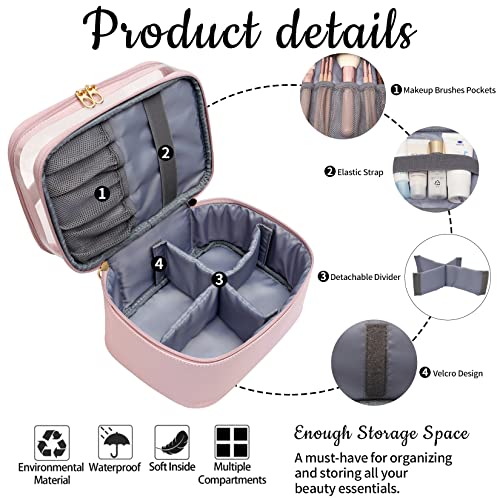 Makeup Bag,Leather Double Layer Large Makeups Organizer Bag,Travel Accessories Dorm Room Essentials Toiletry Bag for Women,Travel Essentials Cosmetic Bag Makeup Case,Mothers Day Gifts Graduation Gifts