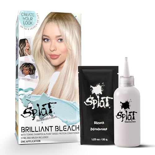 Splat Brilliant Bleach Kit, 1 Application, Includes Oxide, Bleach, Purple Toning Shampoo & Purple Toning Conditioner, Hair Bleach Kit Lifts up to 8 Levels, Vegan & Cruelty Free