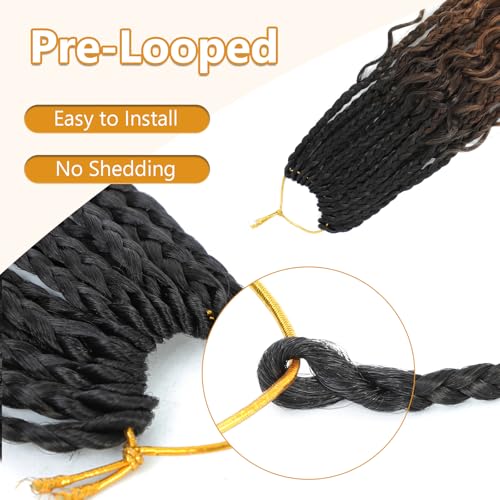 8 Packs Goddess Box Braids Crochet Hair for Black Women -14 Inch Crochet Braids Hair Bohomian Box Braid Crochet Hair Synthetic Braiding Hair (1B/30/27)