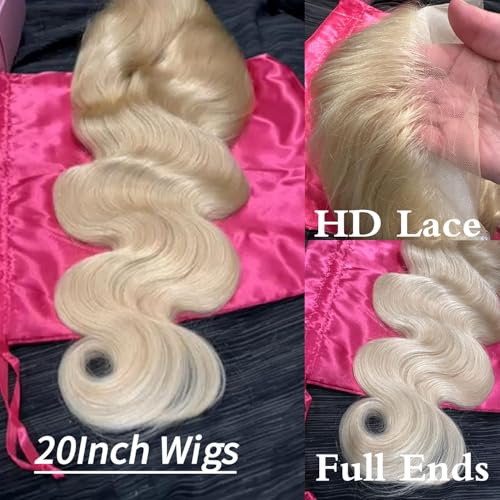 613 Lace Front Wig Human Hair 13x4 Light Blonde Color Lace Front Body Wave Wigs 613 HD Lace Frontal Wigs Human Hair Pre Plucked for Women (613 Color 13x4 Lace Front Wigs, 20 Inch)