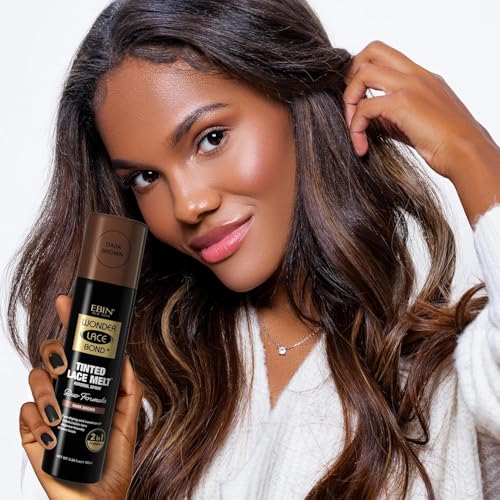 EBIN NEW YORK Tinted Lace Spray - 10X Quick Dry, Water Resistant, No Residue, Even Application, Skin Tone Matching, Natural Look - 3.38oz/ 100ml - Dark Brown