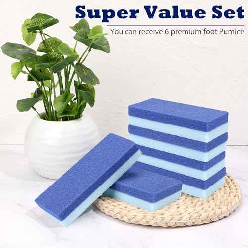 6 Pack Foot Pumice Stone for Feet Callus Remover, EWAGOA Pedicure Tools for Feet, Foot Exfoliator and Foot Scrubber Dead Skin Remover Cracked Heel Repair (6-Blue)