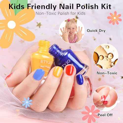 Kids Nail Polish - Quick Dry Non-Toxic Nail Polish Set 10 Colors Water Based Peel Off Nail Polish Kit for Girls Age 3+ Gift