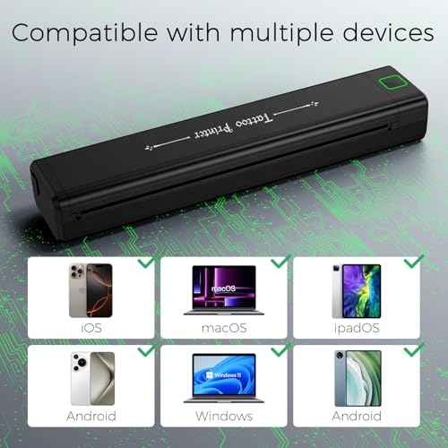 NEWYES Tattoo Stencil Printer Wireless Portable Tattoo Printer Kit Thermal Tattoo Machine for Tattoo Artists & Beginners, Matte Effect Clear Printing, Compatible with Mobile Phone, Pad, PC
