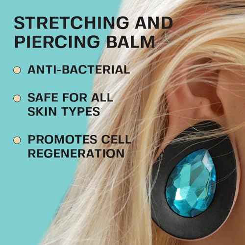 BASE LABORATORIES Ear Stretching Balm For Ear Gauges | Ear Stretching Balm For Earlobe Stretching & Preparation | All Natural Piercing Aftercare With Shea Butter & Eucalyptus Oil | 1.7 oz