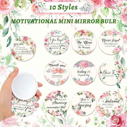 Kacctyen 20 Pcs Christmas Inspirational Gifts 10 Canvas Cosmetic Bags 10 Mirrors Thank You Makeup Bags Travel Toiletry Pouch Bulk for Church Women Teacher Coworker Employee Coworker Mothers