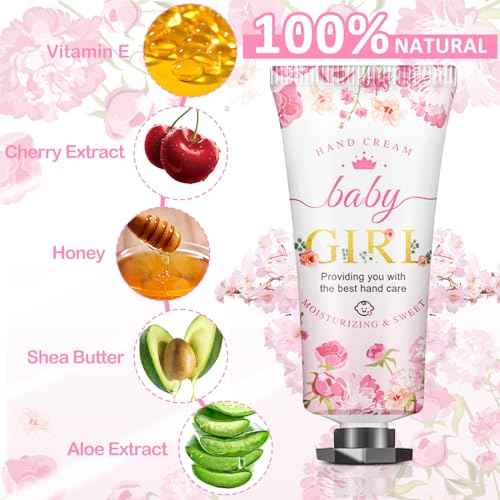 60 Sets Baby Shower Hand Cream, Wedding Hand Cream Gifts, Baby Shower Party Favors Gifts for Guests Bridal Shower,Thank You Gifts,Travel Size Hand Lotion Bulk for Wedding(Baby Girls)