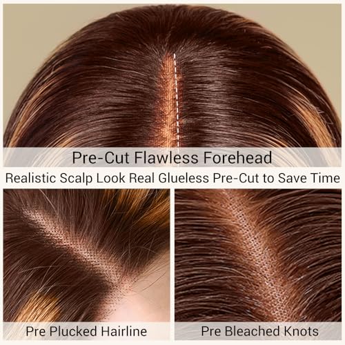 Blonde Wigs Human Hair Glueless Pre Plucked Pre Cut 26 Inch Ombre Lace Front Wig Human Hair 9x6 Loose Body Wave Wig Human Hair 220% Density Glueless Wigs for Black Women