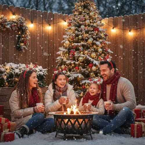 Glitter Red Reindeer Antlers Headband with Pom Poms, Christmas Hair Accessory for Women Girls Teens, Xmas Party Costume with Santa & Tree