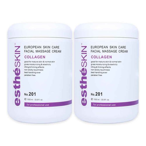 estheSKIN Facial Massage Cream for European Skin Care, 33.8 fl oz, 1000 ml (2 Pack, Collagen)