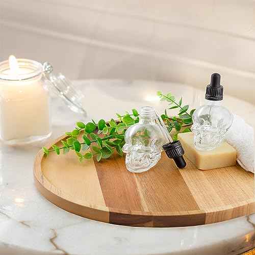 Cornucopia Brands Skull Glass Dropper Bottles (Pack of 2, 2oz, Clear) Bitter Flavor Tattoo and Beard Oil Dispenser