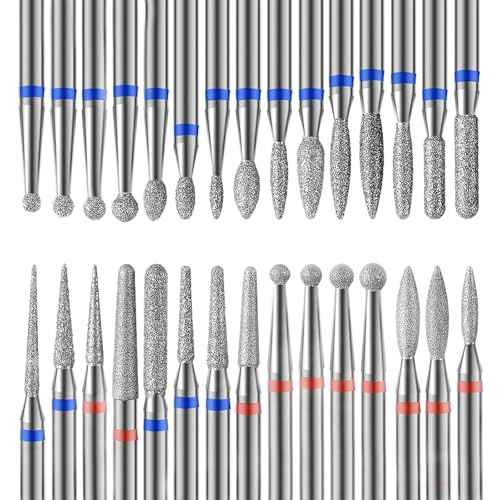 Professional Safety Diamond Nail Drill Bit Set, 3/32 inch Carbide Cuticle Bits for Electric Manicure and Pedicure, 30 Pieces