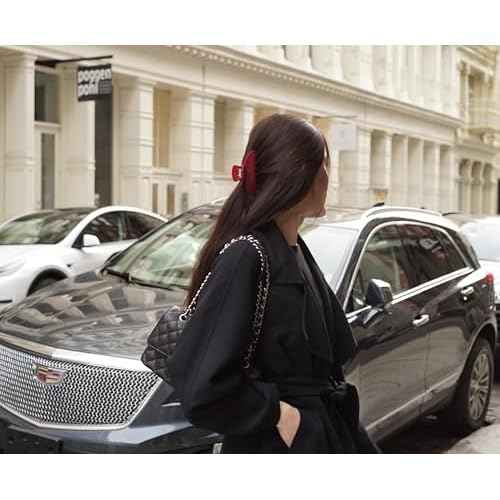 Premium Durable Acetate Hair Claw - 4 Inch Red Claw Clip For Women | Cute Clip For Thick Or Thin Hair | Large Hair Claws | (Red)