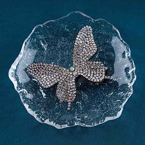 Andelaisi Silver Vintage Rhinestone Butterfly Hair Clip - Hair Securing, Hairdressing - 3D Butterfly, Solid Pattern, One Count