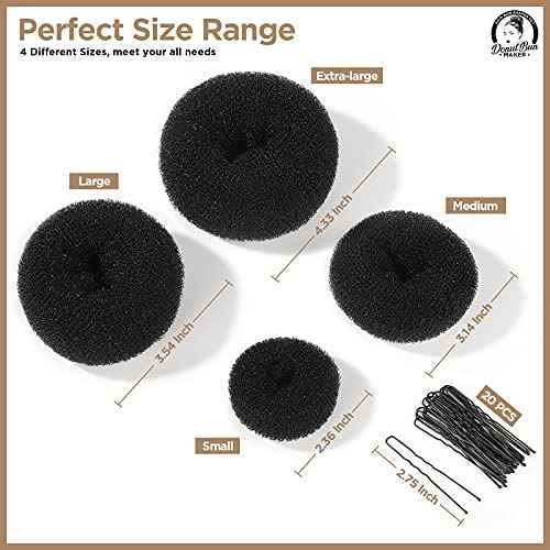 Teenitor Hair Donut, Hair Bun Maker, Black£¨Extra-large, Large, Medium and Small£©