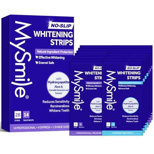 MySmile Teeth Whitening Strips, Hydroxyapatite-Infuse White Strips, Non-Sensitive Teeth Whitening with Soothing Natural Ingredients, Enamel-Safe, Residue-Free, Non-Slip, 14 Treatments Kit (28 Count)