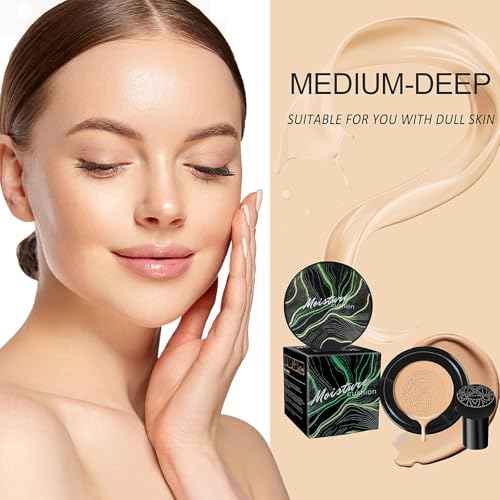 Mushroom Head Air Cushion CC Cream - BB Cream Makeup Brightening & Moisturizing, Full Coverage Concealer for Older Women, Oil Control Foundation for Mature Skin (Natural, 3.21 Ounce (Pack of 1))