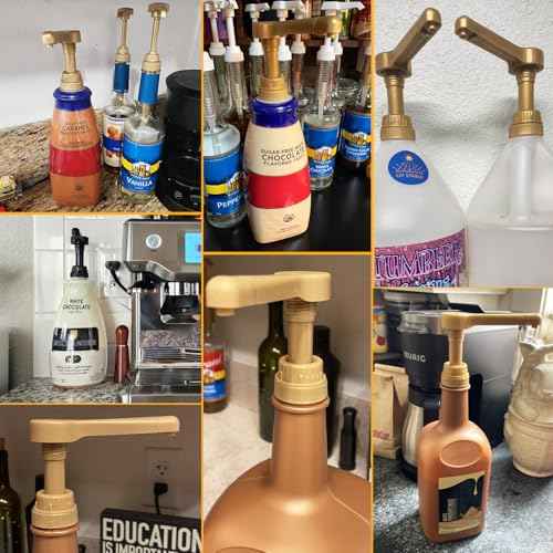 2Pcs Gold Sauce Pump Dispenser for 64 oz Chocolate Pumpkin Caramel Sauce Bottles, Reusable Large 15CC Syrup Pump Dispenser for Vanilla Mocha Sauces