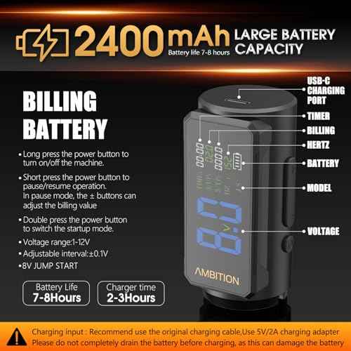 Ambition Soldier 270 S Wireless Tattoo Pen Machine, Rotary Tattoo Gun with 2400 mAh Battery, 270 g.cm Torque Brushless Motor, 5.0mm Stroke Cordless Tattoo Supply for Professional Artists