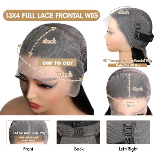 Straight Lace Front Wigs Human Hair 220% Density 15A Grade Real Full Lace Wigs 13x4 Hd Lace Front Wigs Human Hair 22 Inch Straight Wigs Human Hair Pre Plucked With Baby Hair Natural Hairline