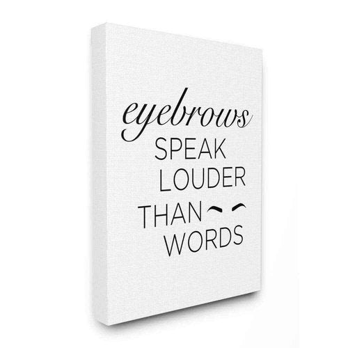 Stupell Industries Eyebrows Fashion Modern Black and White Word Design