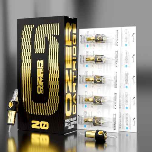 OZER Tattoo Cartridge - #1009RM(0.30mm) 20Pcs Disposable Tattoo Needles with Membrane Safety Cartridges for Tattoo Round Liner