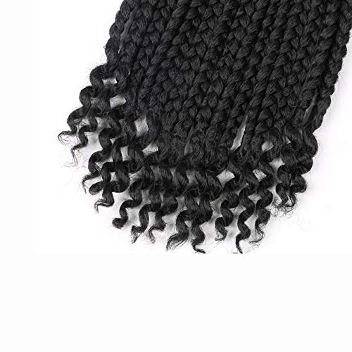 6 Packs Crochet Box Braids Curly Ends 10 Inch Crochet Braids Bohemian Box Braids Crochet Hair for Black Women (1B, 10 Inch)
