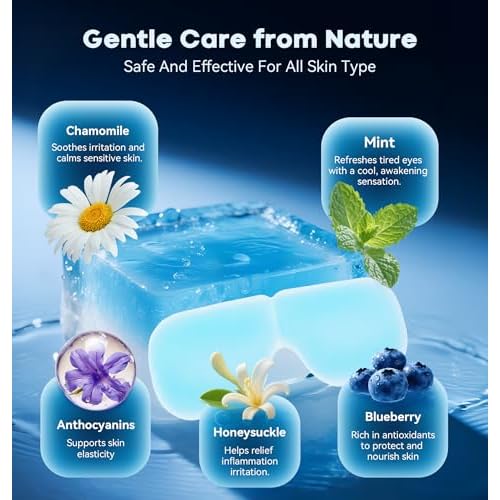 8 Packs Hydrogel Eye Mask Disposable Cold Therapy Sleep Mask Soothing Headache Relief Dry Eye, Stress Relief Eye Fatigue, Cooling Eye Masks Cool Masks for Puffy Eyes Travel Essentials