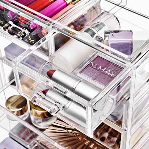 Sorbus Acrylic Makeup Organizer Set, 6-Drawer Vanity & Countertop Cosmetic Storage with Small & Wide Drawers, Clear Makeup Storage for Brushes, Lipsticks, Jewelry ? Holiday Gift for Women & Teens