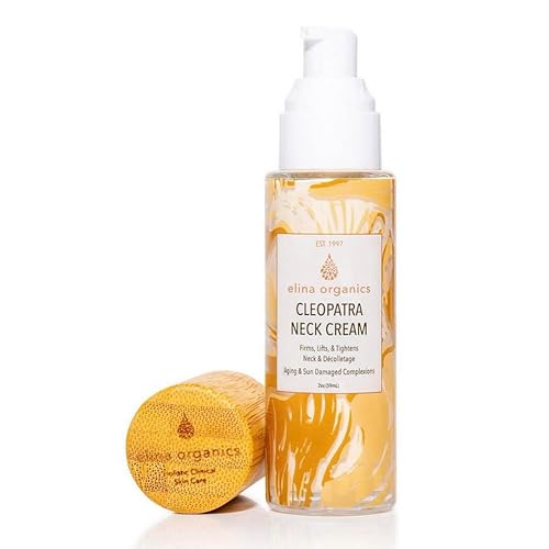 Cleopatra Neck Cream, 2oz ? Firming & Lifting Neck Moisturizer with Colloidal Gold, Silk Peptides & Green Tea ? Organic, Vegan ? Reduces Wrinkles & Improves Elasticity