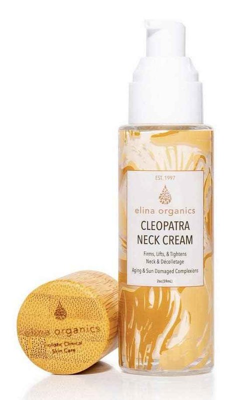 Elina Organics Cleopatra Neck Cream, 2oz – Firming & Lifting Neck Moisturizer with Colloidal Gold, Silk Peptides & Green Tea – Organic, Vegan – Reduces Wrinkles & Improves Elasticity