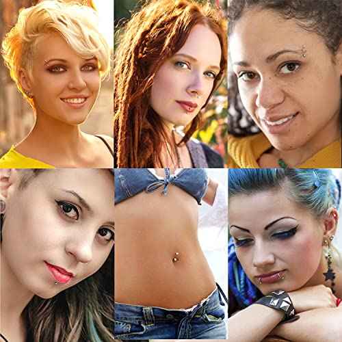 120PCS Body Piercing Kit Nose Stud Piercing Kits for All Body Piercings Stainless Steel Jewelry with 12G 14G 16G Piercing Needles for Ear Cartilage Tragus Nose Septum Lip Nipple Belly Button