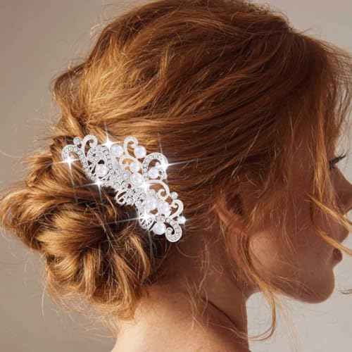 Yean Decorative Bride Wedding Hair Combs with Rhinestones Bridal Hair Accessories for Bridesmaids (Silver)