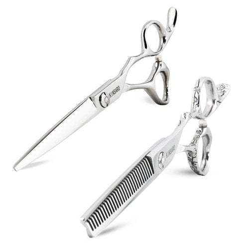 6 INCH hair cutting scissors and 6 INCH hair thinning shears set barber scisors 440C Kinsaro