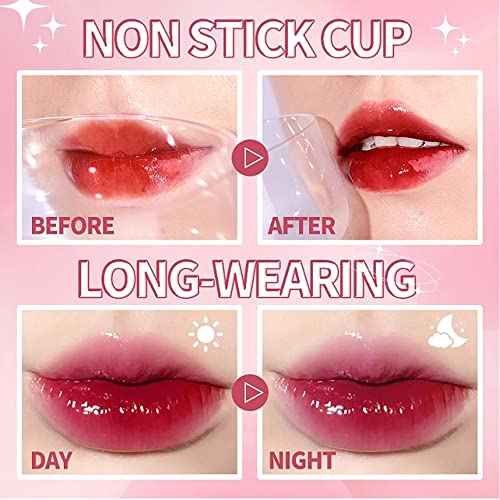 6 Colors Lip Tint Stain Set, Korean Velvet Watery Lip Stain Moisturizing Mini Liquid Lipstick, Multi-use Lip and Cheek Tint, Long lasting Non-Stick Cup Waterproof, Lip Color Makeup