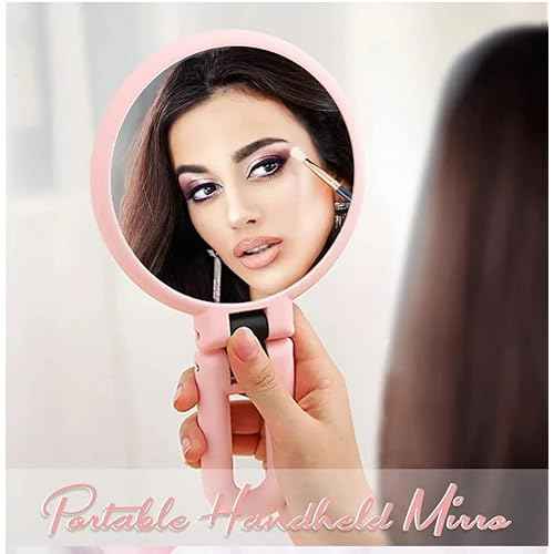 1X 15X Handheld Mirror with Handle for Travel£¬ Magnifying Mirror, Rotation Adjustable Handle, Double Sided Folding, Mirror for Women for Eyes Makeup Travel Table Desk Shaving