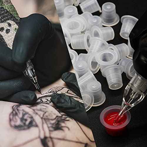 Rayyl Tattoo Ink Caps - 300PCS Pigment Tattoo Ink Cups Mixed #9 Small #13 Medium #16 Large Plastic Disposable Pigment Ink Cups...¡¦