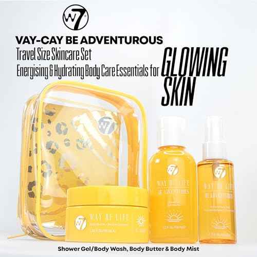 W7 VAY CAY Be Adventurous - Travel Size Skincare Set | Carry On Luggage Essentials: Shower Gel & Body Wash, Body Butter & Body Mist | Energizing & Hydrating Body Care for Radiant Skin