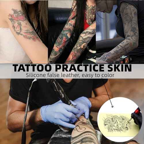 Tattoo Practice Skin Kit, 21-Piece Set Includes 10 Blank Permanent Makeup Tattoo Practice Fake Skins, 10 Transfer Papers, and 1 Transfer Cream, Suitable for Beginners and Experienced Tattoo Artists