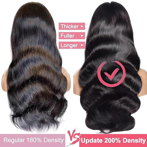 sterly 13x6 Lace Front Wigs Human Hair For Women 250% Density #1 Jet Black Color Full Lace Frontal Wigs Affordable HD Transparent Lace Wigs (16 Inch)