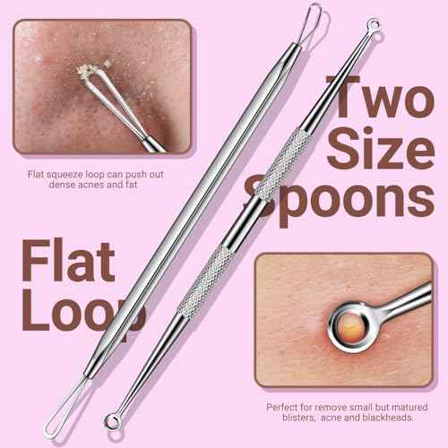 TsMADDTs Blackhead Remover Tools and Ingrown Hair Tweezers, 9PCS Pimple Popper Tool Kit, Ingrown Hair Removal Kit with Pimple Extractor, Pore Extractor, Tweezers, Razor