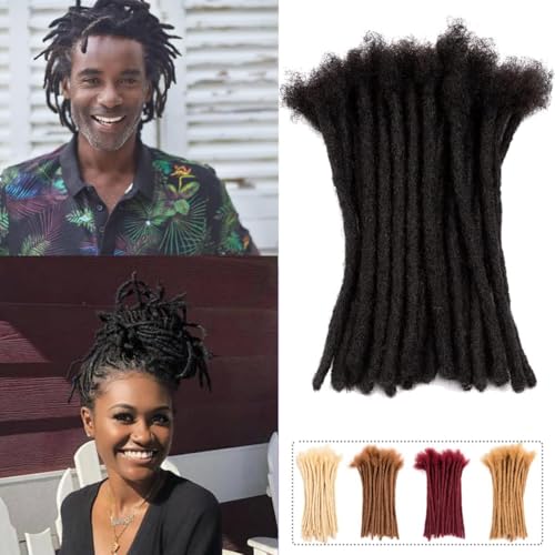 Teresa 8 Inch 0.8cm Width Loc Extension Human Hair Natural Black 40 Strands Loc Extensions for Men/Women/Kids Real Dreadlock Extensions Human Hair