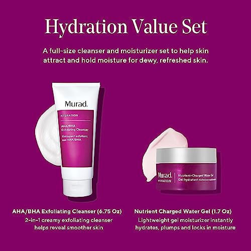 Murad Smooth & Replenish Value Set - 2-Piece Full-Size Set $117 Value - AHA/BHA Cleanser & Water Gel Moisturizer