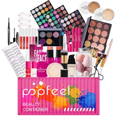 All-in-one Holiday Make up Gift Sets | Makeup Kit for Women Full Kit Teen Girls Xmas Beauty Essential Beginner Bundle Include Eyeshadow Palette Lipstick Blush Concealer Face Powder Mascara Lipgloss