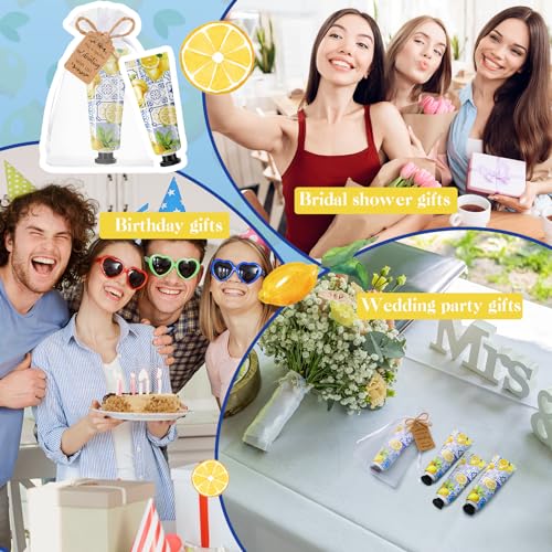 48 Sets Baby Shower Hand Cream Party Favors for Guests Gift Bulk Travel Size Hand Lotion Set for Baby Shower Wedding Christmas(Lemon)