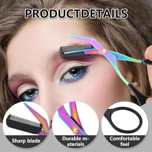 Eyebrow Trimmer Scissor, 2-in-1 Professional Eyebrow Scissor with Comb, Stainless Steel Precision Eyebrow Cutter, Curved Eye Brow Razor, Portable Hair Removal Makeup Tool for Women and Men (Black)