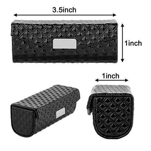 Beautyflier Women¡¯s PU Leather Lipstick Case Holder with Mirror Rectangle Makeup Travel Cases for Purse Lipstick Holder (Black)