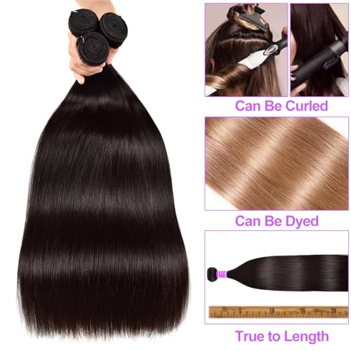 12A Straight Bundles Human Hair 22 24 26 Inch Brazilian Virgin Remy Hair Weave Human Hair Straight Bundles Hair Extension Natural Color