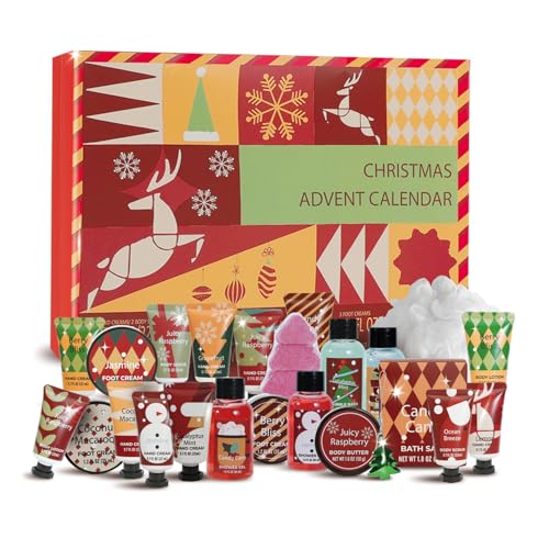 2025 Advent Calendar Gifts for Women Limited Edition Christmas Gifts, Hand Cream Gifts Bath Sets Spa Gift for Women, 24 Days Surprise Luxury Box Gifts with Hand Cream Lotion, Body Scrub, Bath Bomb